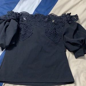 NWOT Black Lace Detail Top